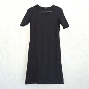 Brooks Brothers Black Mini Sweater Dress Tiny Little Black Dress Sexy Bodycon LG